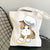 Women's Medium Canvas Cat Cute Basic Square Open Canvas Bag