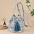 Women's Medium Canvas Geometric Ethnic Style Bucket Open Bucket Bag