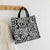 Women's Medium Canvas Houndstooth Zebra Leopard Streetwear Square Zipper Handbag