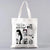 Women's Medium Canvas Human Letter Basic Classic Style Square Open Canvas Bag