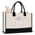 Women's Medium Canvas Letter Basic Classic Style Square Open Tote Bag