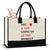 Women's Medium Canvas Letter Basic Classic Style Square Open Tote Bag