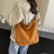 Women's Medium Canvas Solid Color Preppy Style Square Zipper Tote Bag