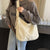 Women's Medium Canvas Solid Color Preppy Style Square Zipper Tote Bag