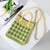 Women's Medium Cotton Plaid Waves Heart Shape Cute Basic Square Open Square Bag