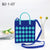 Women's Medium Cotton Plaid Waves Heart Shape Cute Basic Square Open Square Bag