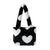 Women's Medium Cotton Plush Cartoon Heart Shape Leopard Cute Square String Shoulder Bag