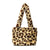 Women's Medium Cotton Plush Cartoon Heart Shape Leopard Cute Square String Shoulder Bag