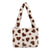 Women's Medium Cotton Plush Cartoon Heart Shape Leopard Cute Square String Shoulder Bag