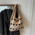 Women's Medium Knit Heart Shape Basic Classic Style Bucket Open Shoulder Bag