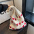 Women's Medium Knit Heart Shape Basic Classic Style Bucket Open Shoulder Bag