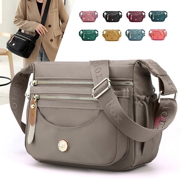 Women's Medium Nylon Solid Color Classic Style Zipper Shoulder Bag