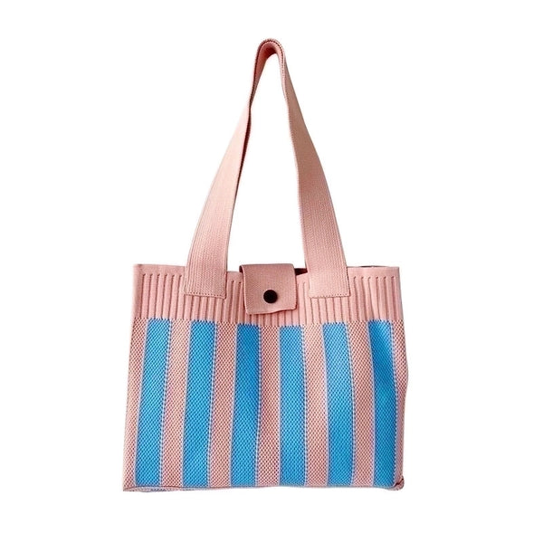 Women's Medium Polyester Stripe Beach Flip Cover Shoulder Bag