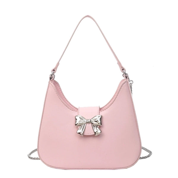 Women's Medium Pu Leather Bow Knot Basic Flip Cover Handbag