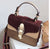 Women's Medium Pu Leather Color Block Streetwear Lock Clasp Handbag