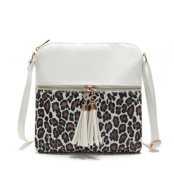 Women's Medium Pu Leather Leopard Fashion Square Zipper Crossbody Bag