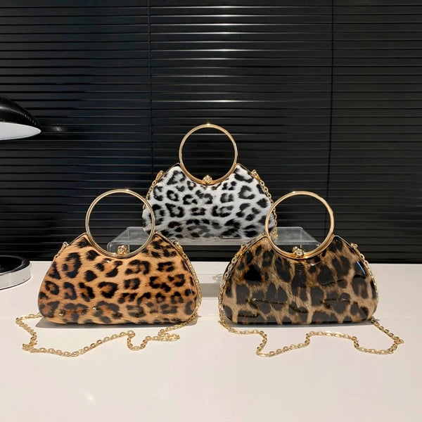 Women's Medium Pu Leather Leopard Streetwear Square Lock Clasp Crossbody Bag