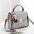 Women's Medium Pu Leather Plaid Cute Ornament Square Flip Cover Crossbody Bag