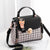 Women's Medium Pu Leather Plaid Cute Ornament Square Flip Cover Crossbody Bag