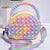 Women's Medium Silica Gel Color Block Cute Round Zipper Crossbody Bag