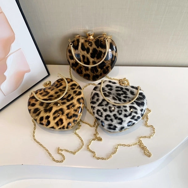 Women's Medium Special Material Leopard Streetwear Lock Clasp Evening Bag