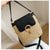 Women's Medium Straw Color Block Basic Vacation Round Lock Clasp Shoulder Bag Crossbody Bag Straw Bag