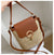 Women's Medium Straw Color Block Basic Vacation Round Lock Clasp Shoulder Bag Crossbody Bag Straw Bag