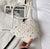 Women's Medium Straw Color Block Classic Style Shell String Straw Bag