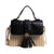 Women's Medium Straw Color Block Streetwear Tassel Weave Square Flip Cover Crossbody Bag