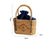 Women's Medium Straw Geometric Vacation Bucket String Straw Bag