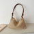 Women's Medium Straw Solid Color Classic Style Square Zipper Shoulder Bag