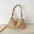 Women's Medium Straw Solid Color Classic Style Square Zipper Shoulder Bag