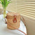 Women's Medium Straw Solid Color Vacation Beach Weave Hook Loop Straw Bag