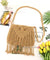 Women's Medium Straw Solid Color Vacation Zipper Straw Bag