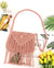 Women's Medium Straw Solid Color Vacation Zipper Straw Bag