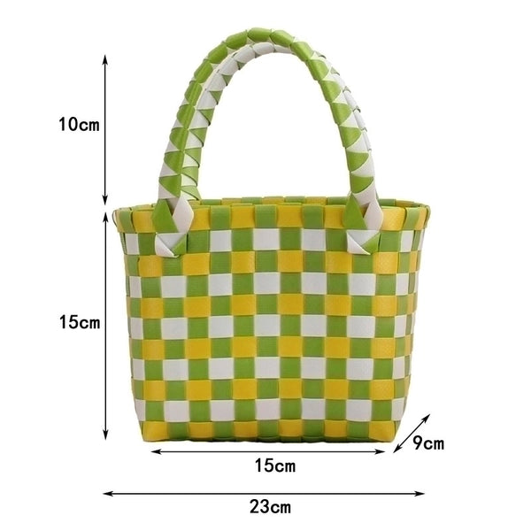 Women's Mini Pvc Lattice Vacation Square Open Straw Bag