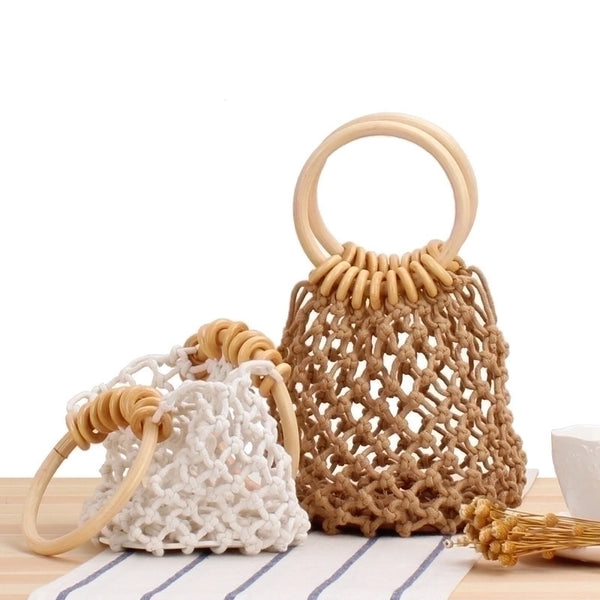 Women's Mini Spring&summer Cotton Rope Vacation Beach Bag