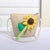 Women's Mini Straw Flower Bow Knot Fashion Bucket Zipper Shoulder Bag Handbag Crossbody Bag