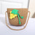 Women's Mini Straw Flower Bow Knot Fashion Bucket Zipper Shoulder Bag Handbag Crossbody Bag