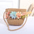 Women's Mini Straw Flower Bow Knot Fashion Bucket Zipper Shoulder Bag Handbag Crossbody Bag