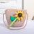 Women's Mini Straw Flower Bow Knot Fashion Bucket Zipper Shoulder Bag Handbag Crossbody Bag