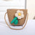 Women's Mini Straw Flower Bow Knot Fashion Bucket Zipper Shoulder Bag Handbag Crossbody Bag