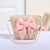 Women's Mini Straw Flower Bow Knot Fashion Bucket Zipper Shoulder Bag Handbag Crossbody Bag