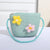 Women's Mini Straw Flower Bow Knot Fashion Bucket Zipper Shoulder Bag Handbag Crossbody Bag