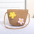 Women's Mini Straw Flower Bow Knot Fashion Bucket Zipper Shoulder Bag Handbag Crossbody Bag