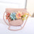 Women's Mini Straw Flower Bow Knot Fashion Bucket Zipper Shoulder Bag Handbag Crossbody Bag