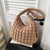 Women's Nylon Plaid Classic Style Sewing Thread Square Zipper Shoulder Bag