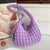 Women's Nylon Plaid Classic Style Sewing Thread Square Zipper Shoulder Bag