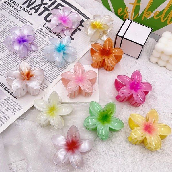 Women's Pastoral Flower Plastic Stoving Varnish Hair Claws