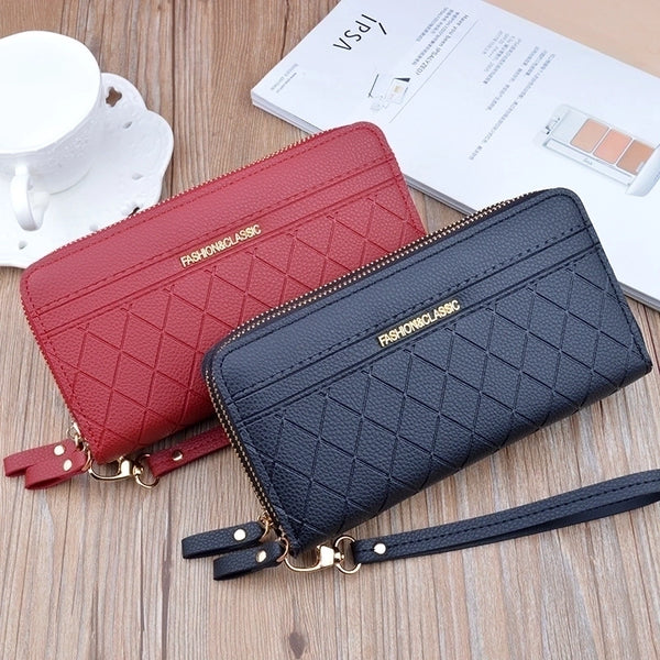 Women's Plaid Pu Leather Zipper Wallets